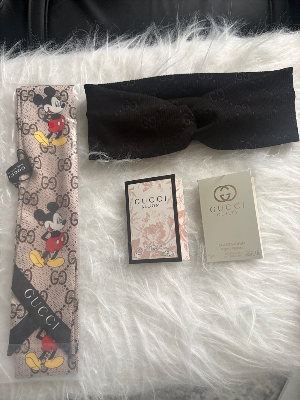 New Gucci Bloom & Guilty Perfume Black GG Knotted Headband & Twilly Bundle